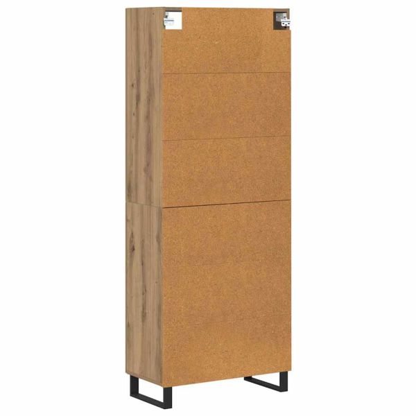 Висок шкаф 2 pcs Дъб Инженерна дървесина и стъкло