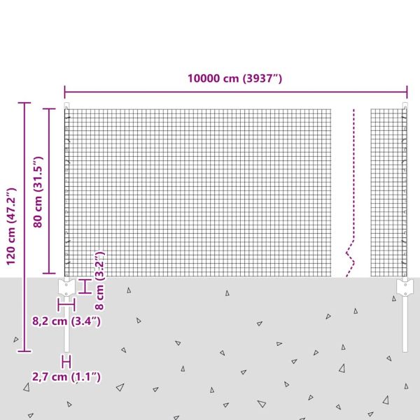 Сварена телена ограда с кол. 100 x 0,8 м (Ш x В)