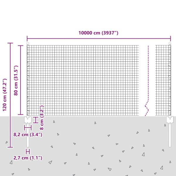 Сварена телена ограда с кол. 100 x 0,8 м (Ш x В)