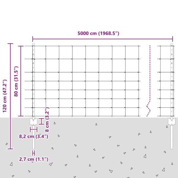 Див ограда с колове 50 x 0,8 м (Ш x В)
