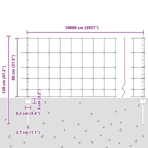 Див ограда с колове 100 x 0,8 м (Ш x В)