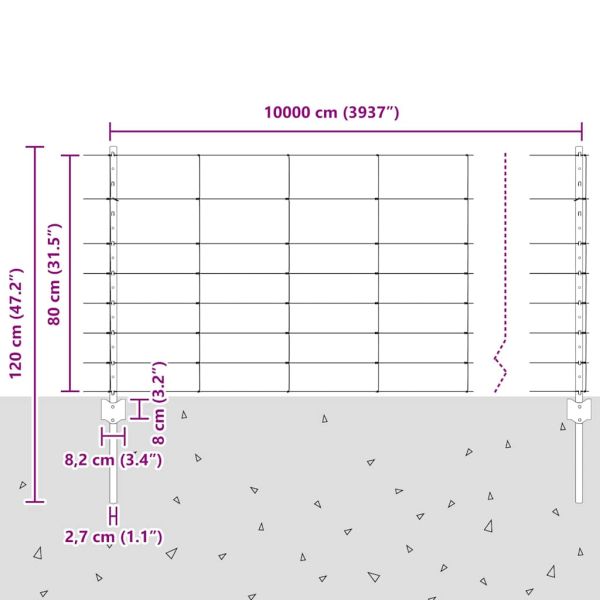 Див ограда с колове 100 x 0,8 м (Ш x В)