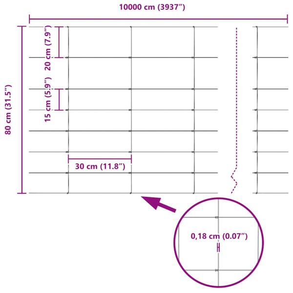 Див ограда с колове 100 x 0,8 м (Ш x В)