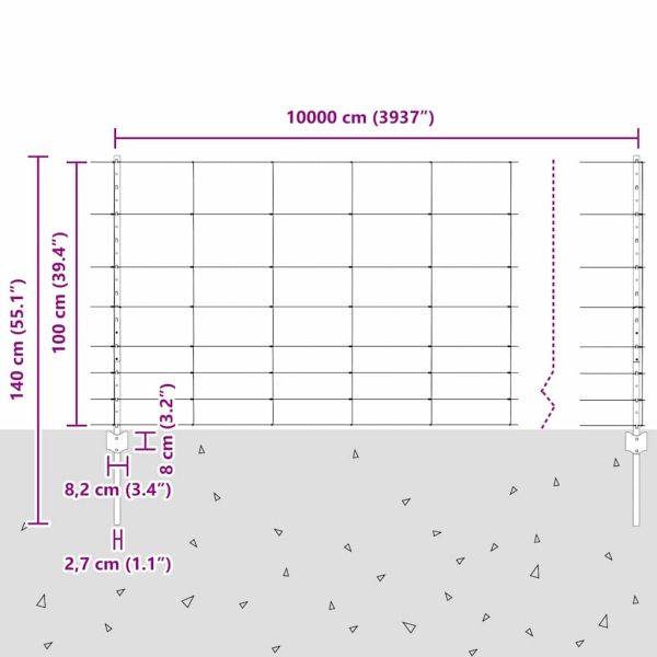 Див ограда с колове 100 x 1 м (Ш x В)