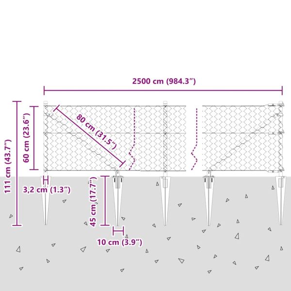 Заварена мрежа с шипове 25 x 0,6 м (Ш x В)