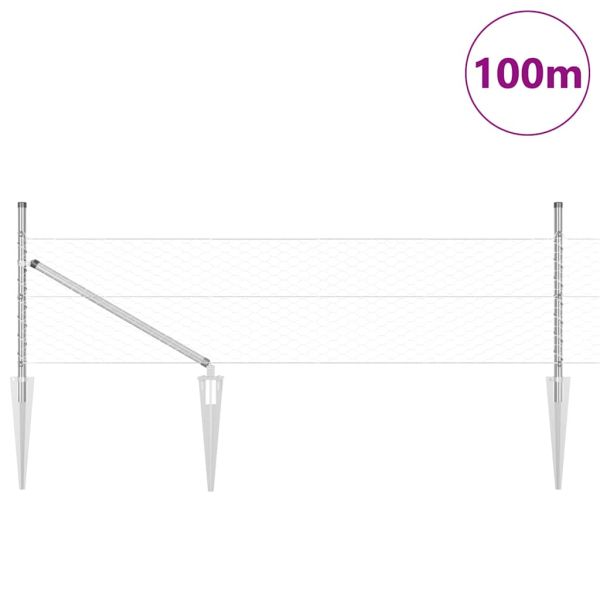 Шестоъградно ограждение с кол 100 x 0,5 м Поцинкована стомана