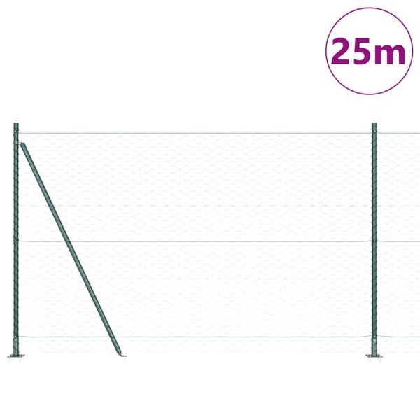 Шестоъгълна ограда с бетонна основа 25 x 1,5 m Зелено Мрежа