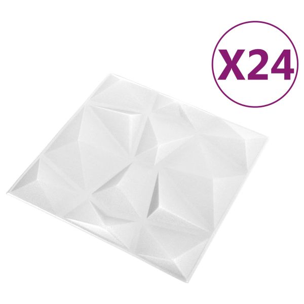 Стенни панели 24 pcs Диамант Бял 50 x 50 cm XPS Пяна