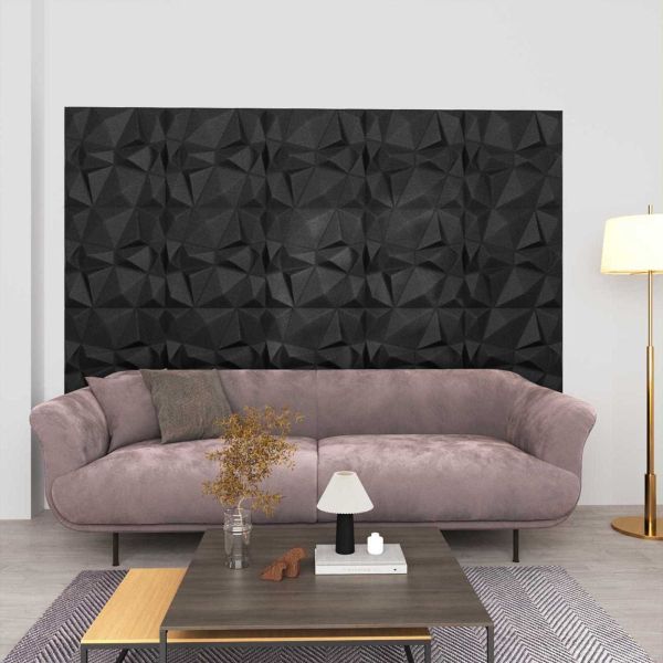 Стенни панели 24 бр. 50 x 50 cm Диамант Черен XPS Пяна