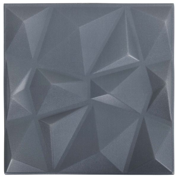 Стенни панели 12 бр. 50 x 50 cm Оригами Сив XPS Пяна