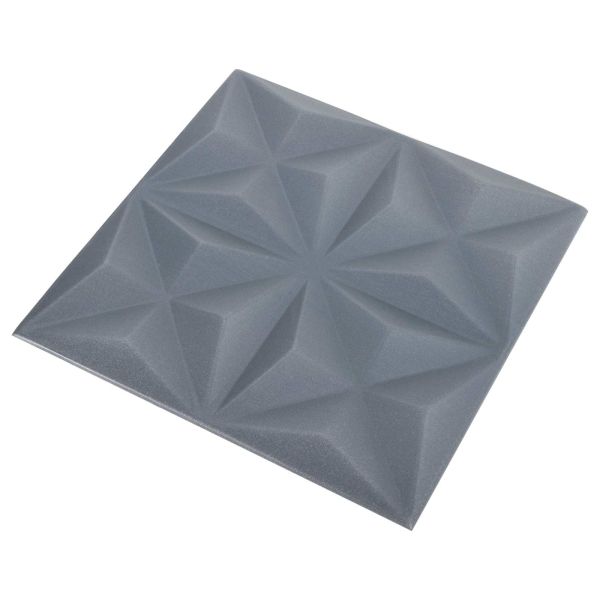 Стенни панели 24 pcs Оригами Сив 50 x 50 cm XPS Пяна