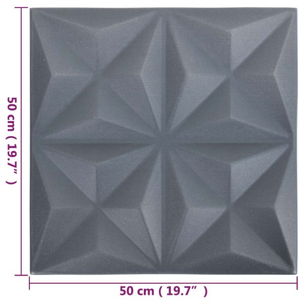 Стенни панели 24 pcs Оригами Сив 50 x 50 cm XPS Пяна