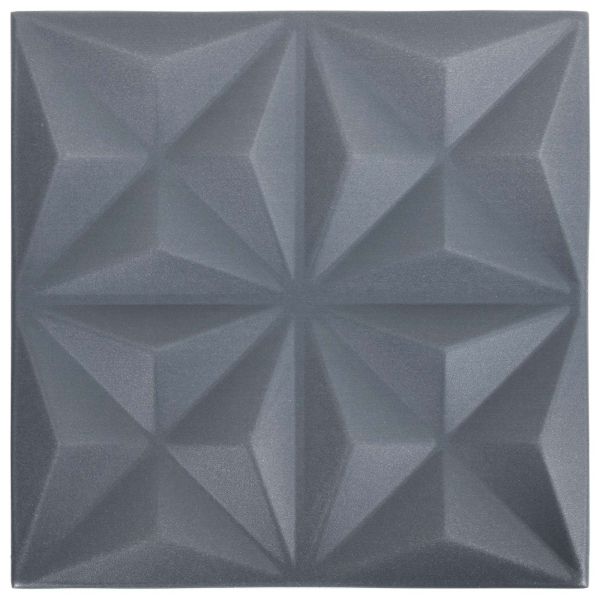 Стенни панели 48 бр. 50 x 50 cm Оригами Сив XPS Пяна
