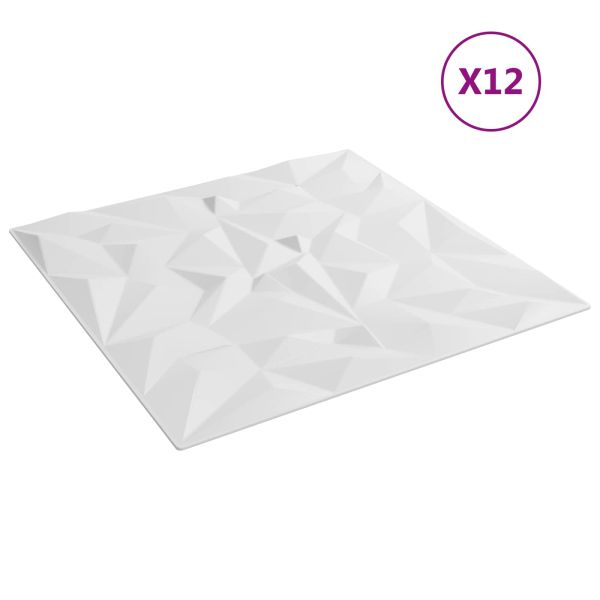 Стенни панели 12 pcs Бяло 50 x 50 cm XPS Пяна