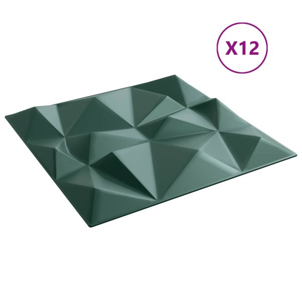 Стенни панели 12 pcs Диамант Зелен 50 x 50 cm XPS Пяна