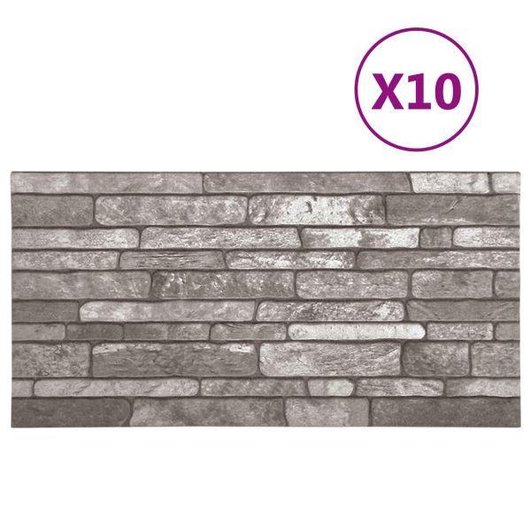 Стенни панели 10 бр. 100 x 50 cm Тъмносиво EPS пяна