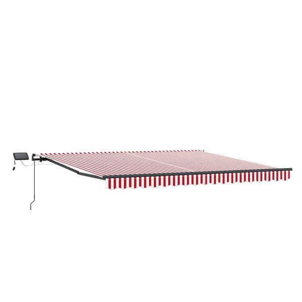 Прибираща се тента Червено и бяло 450 × 350 cm Тъкан и алуминий