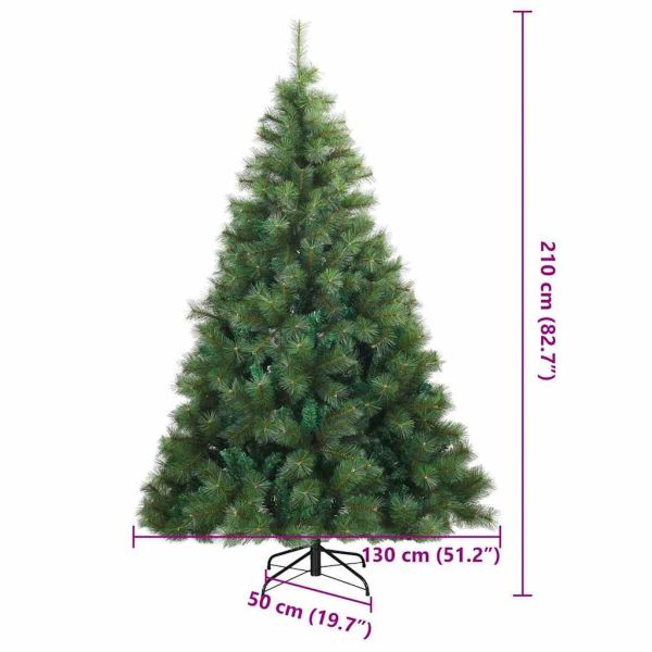 Изкуствено коледно дърво с хингед Зелено 210 cm ПВЦ, стомана