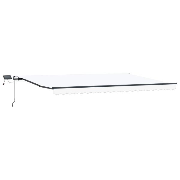 Сгъваем навес С LED лентисти светлини Бяло 500 ×350 cm текстил