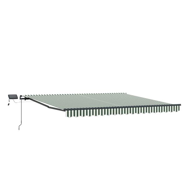 Прибираща се тента Зелен и бял 450 × 300 cm Тъкан и алуминий