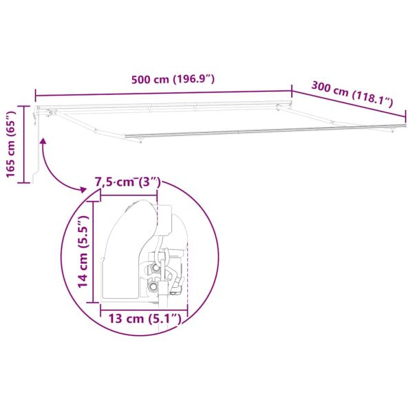 Електрически разтегателен навес Зелен и бял 500 × 300 cm