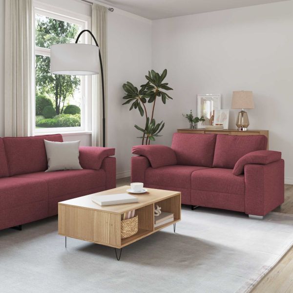 Диван 2 pcs Виненочервен 219 x 80 x 82 см текстил
