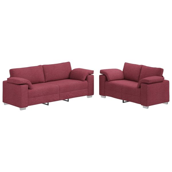 Диван 2 pcs Виненочервен 219 x 80 x 82 см текстил