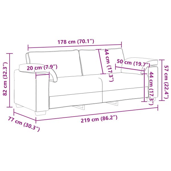 Диван 2 pcs Облачно сиво 219 x 80 x 82 см текстил
