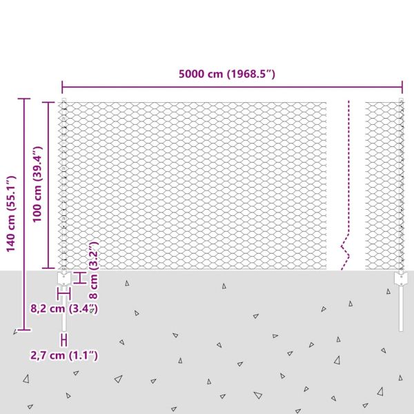 Шестоъградно ограждение с кол 50 x 1 m ПВЦ-обработена стомана