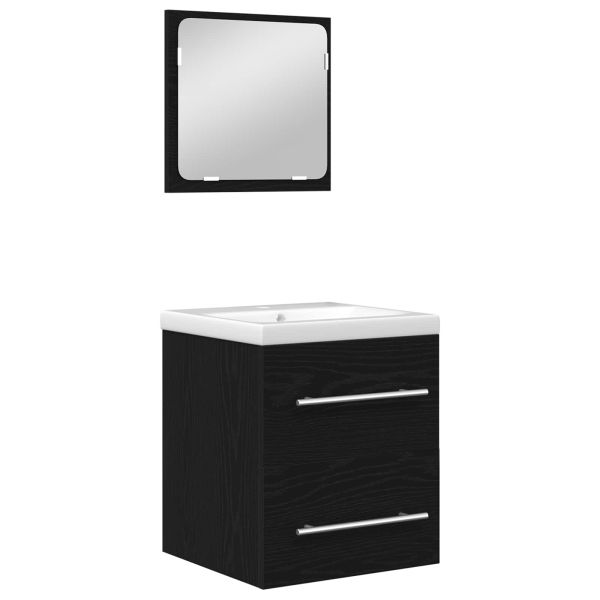 Комплект мебели за баня 2 pcs Черния дъб Инженерно дърво