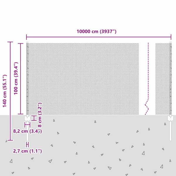 Шестоъградно ограждение с кол 100 x 1 м ПВЦ-обработена стомана
