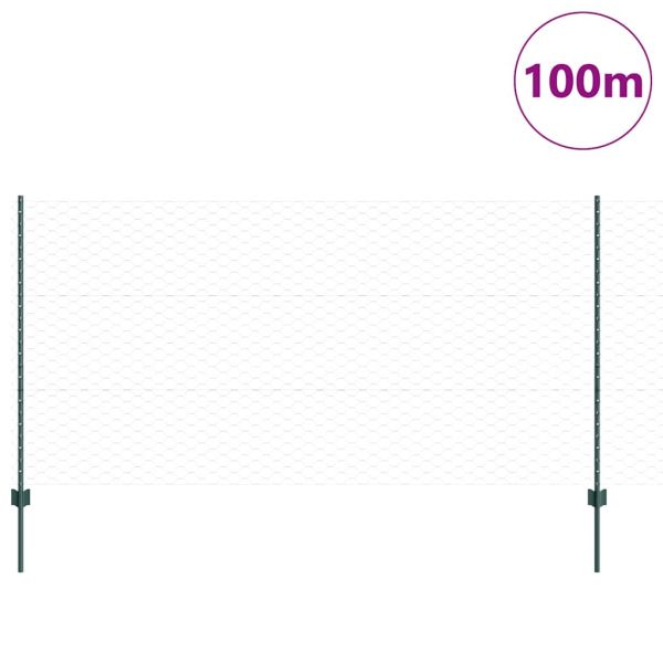Шестоъградно ограждение с кол 100 x 1,2 м Зелено Мрежа