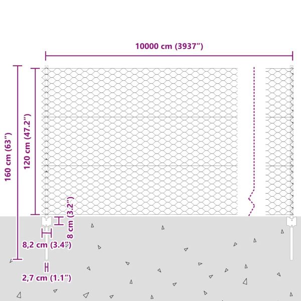Шестоъградно ограждение с кол 100 x 1,2 м Зелено Мрежа