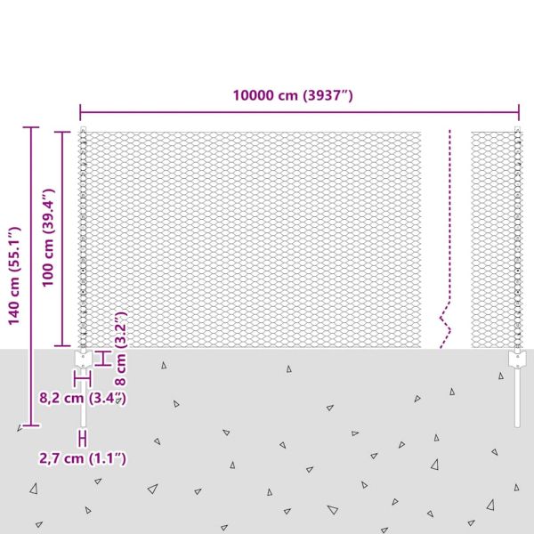 Шестоъградно ограждение с кол 100 x 1 м ПВЦ-обработена стомана