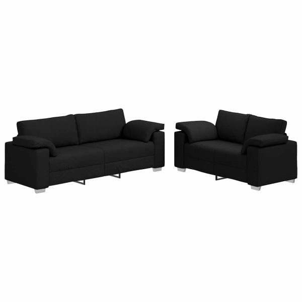 Диван 2 pcs Черен 219 x 80 x 82 см текстил