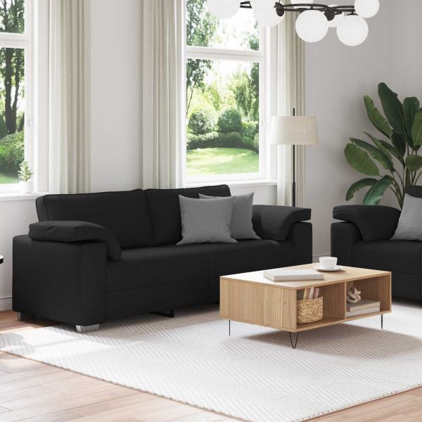 Диван 2 pcs Черен 219 x 80 x 82 см текстил
