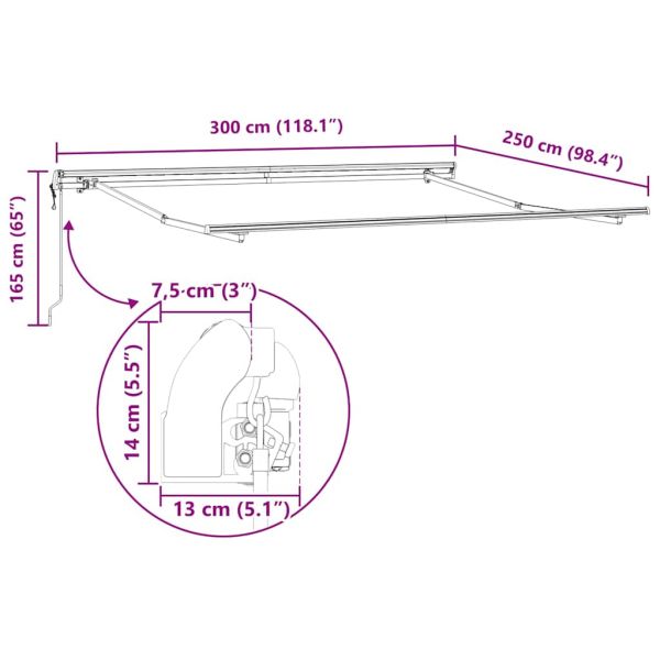 Електрически разтегателен навес Зелен и бял 300 x 250 cm