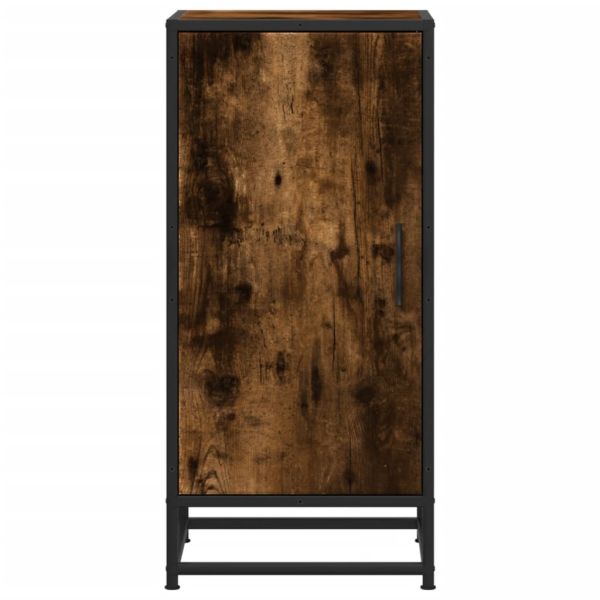 Сайдборд, опушен дъб, 35,5x35x76 см, инженерно дърво и метал