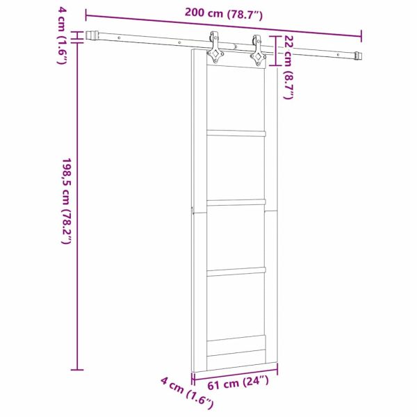 Преплъзваща се врата 61 x 198,5 см Бяло