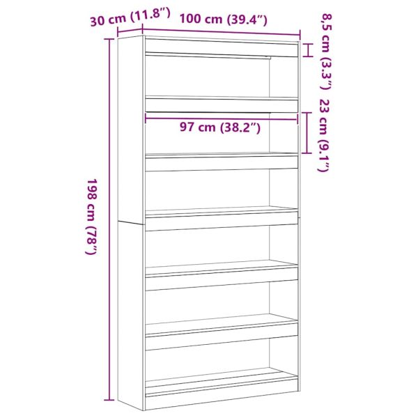Шкаф за книги Дървесни отпадъци 100 x 30 x 198 см