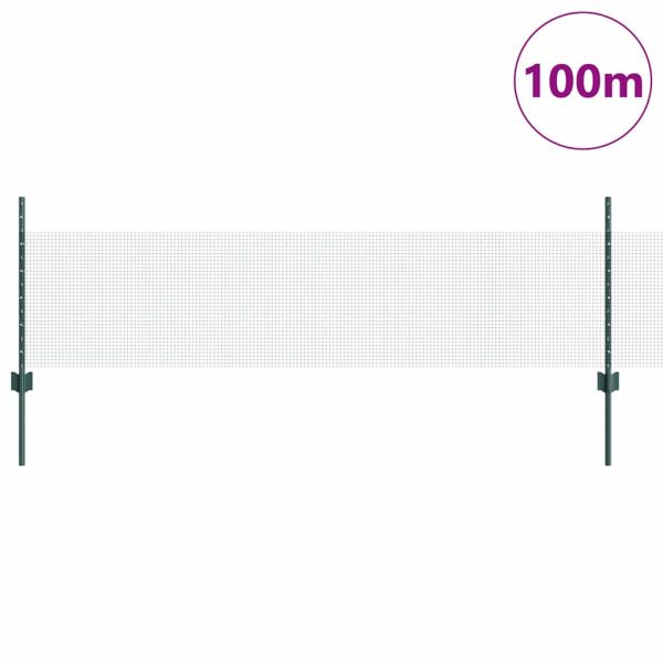 Заварена телена ограда с колове 100 x 0,5 м Зелено Мрежа