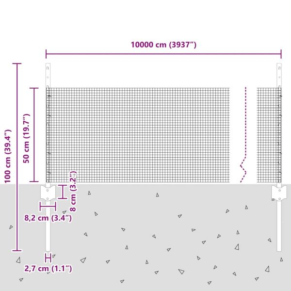 Заварена телена ограда с колове 100 x 0,5 м Зелено Мрежа