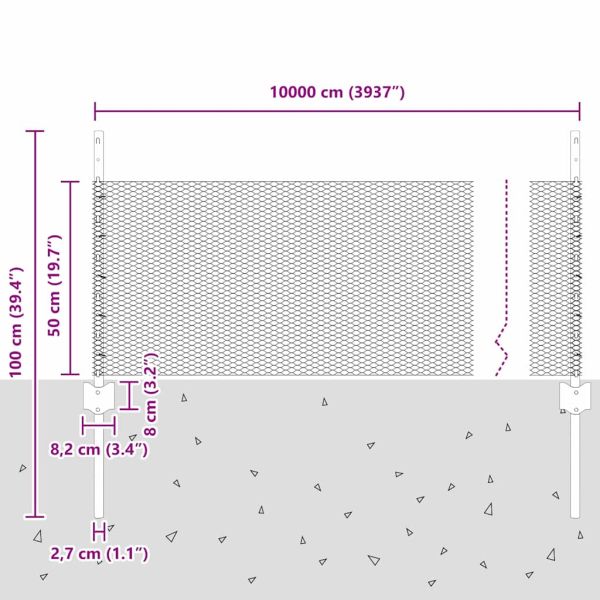 Шестоъградно ограждение с кол 100 x 0,5 м Зелено Мрежа