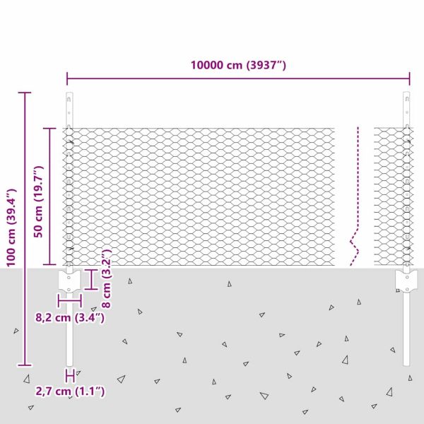 Шестоъградно ограждение с кол 100 x 0,5 м Зелено Мрежа