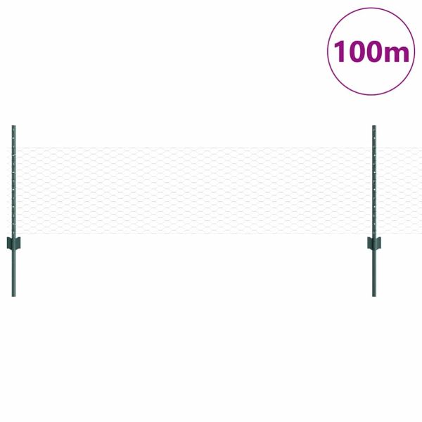 Шестоъградно ограждение с кол 100 x 0,5 м Зелено Мрежа
