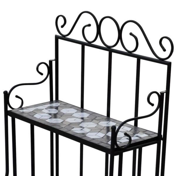 Етажерка за цветя, черно-бял мозаечен модел