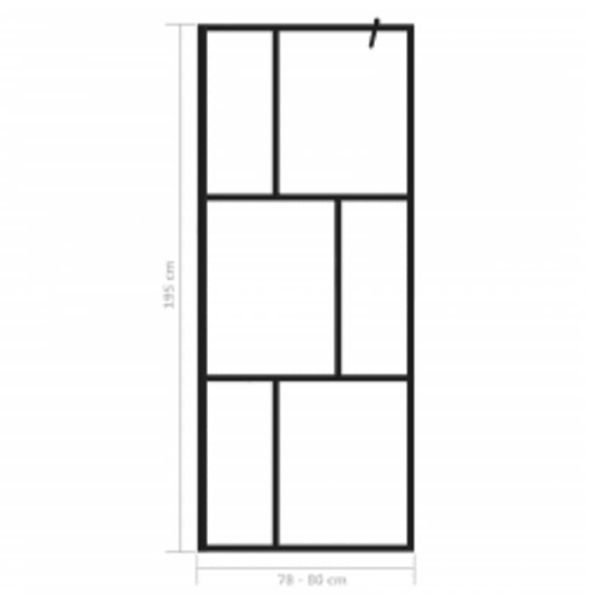 Преграден параван за баня, закалено стъкло, черен, 80x195 см