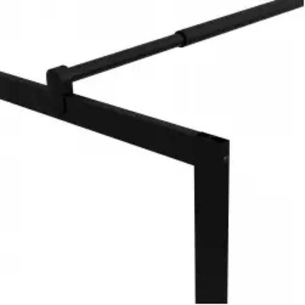 Преграден параван за баня, закалено стъкло, черен, 90x195 см