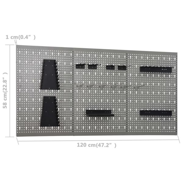Стенни панели за инструменти, 3 бр, 40x58 см, стомана