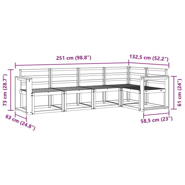 Комплект дивани за открито 5 pcs Естествен
